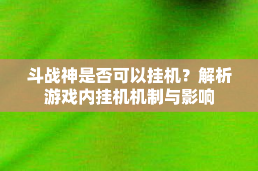 解析游戏内挂机机制与影响图片