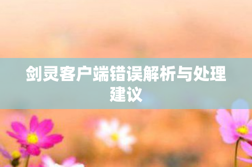 剑灵客户端错误解析与处理建议图片