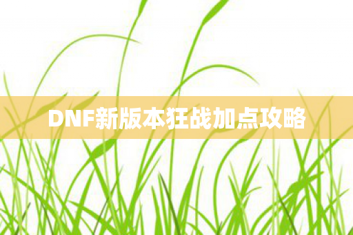 DNF新版本狂战加点攻略图片