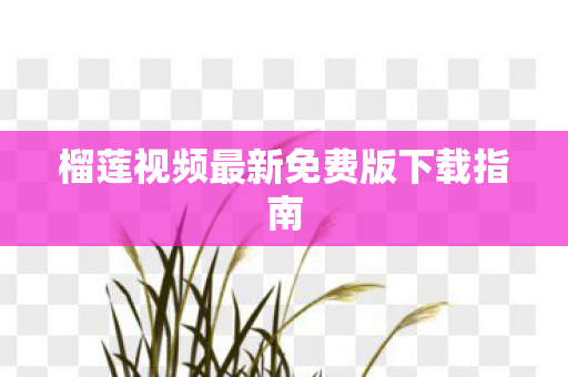榴莲视频最新免费版下载指南图片