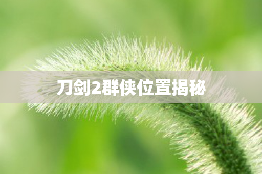 刀剑2群侠位置揭秘图片