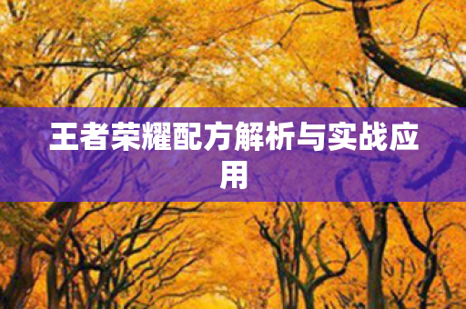 王者荣耀配方解析与实战应用图片