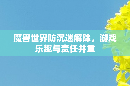 魔兽世界防沉迷解除图片