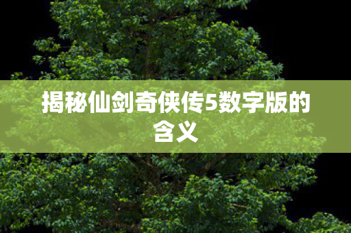 揭秘仙剑奇侠传5数字版的含义图片
