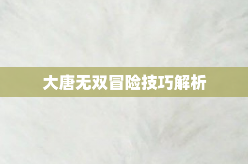 大唐无双冒险技巧解析图片