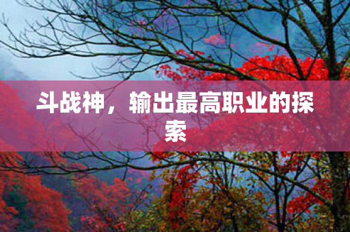 输出最高职业的探索图片