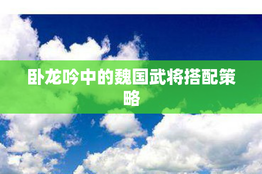 卧龙吟中的魏国武将搭配策略图片