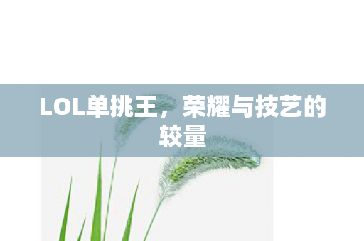 荣耀与技艺的较量图片
