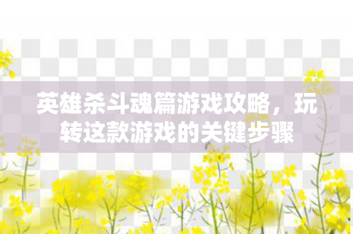 玩转这款游戏的关键步骤图片