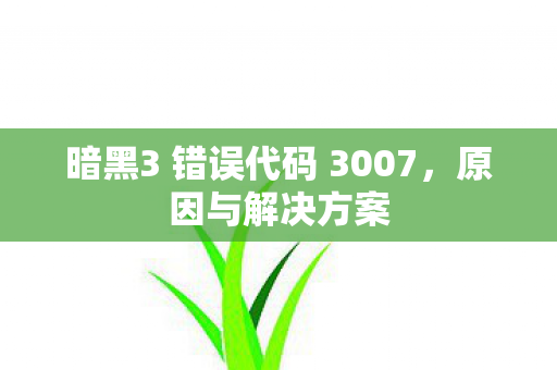 暗黑3 错误代码 3007图片