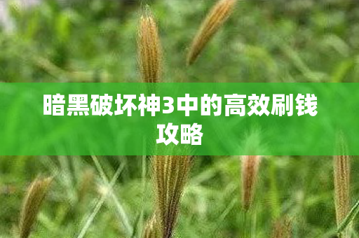 暗黑破坏神3中的高效刷钱攻略图片