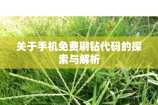 关于手机免费刷钻代码的探索与解析图片