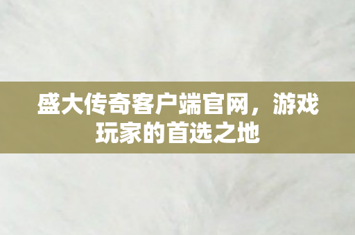 盛大传奇客户端官网图片