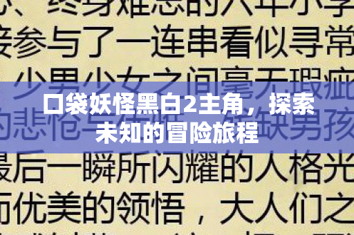 口袋妖怪黑白2主角图片