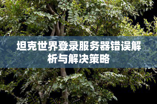 坦克世界登录服务器错误解析与解决策略图片