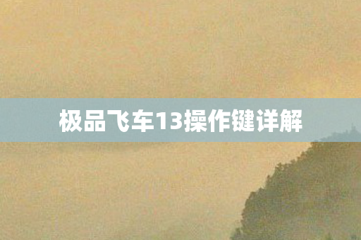 极品飞车13操作键详解图片