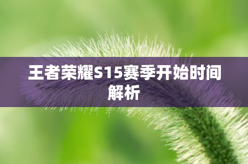 王者荣耀S15赛季开始时间解析图片