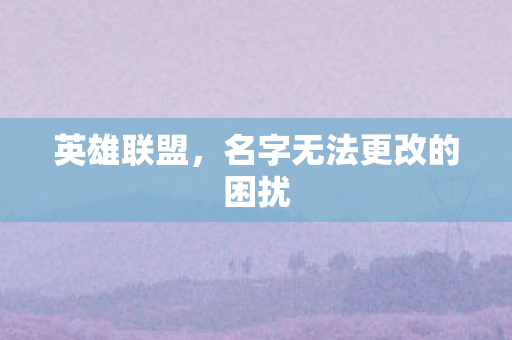 名字无法更改的困扰图片