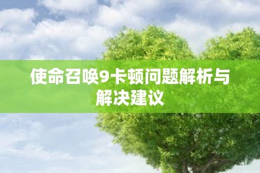 使命召唤9卡顿问题解析与解决建议图片