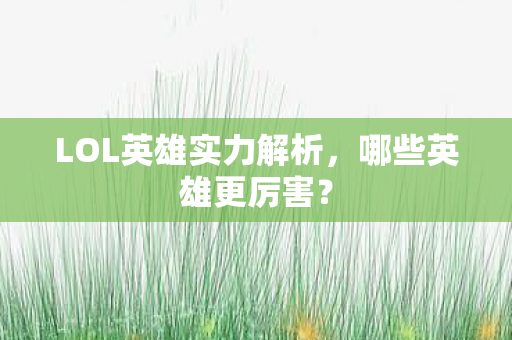 LOL英雄实力解析图片