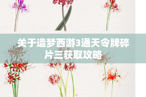 关于造梦西游3通天令牌碎片三获取攻略图片