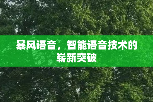 智能语音技术的崭新突破图片