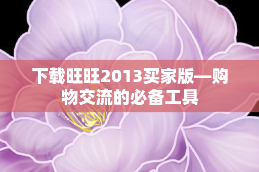 下载旺旺2013买家版图片