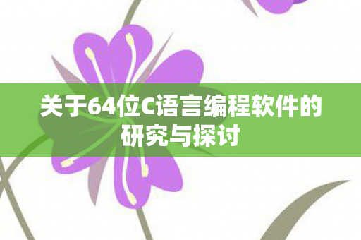 关于64位C语言编程软件的研究与探讨图片