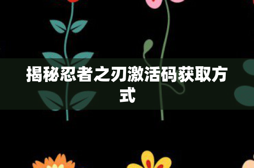 揭秘忍者之刃激活码获取方式图片