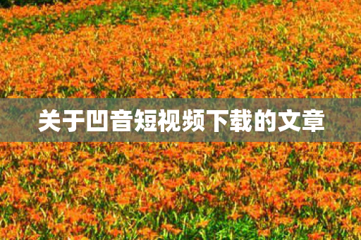 关于凹音短视频下载的文章图片