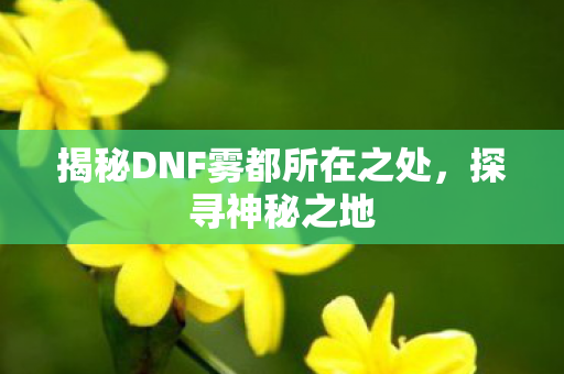 揭秘DNF雾都所在之处图片