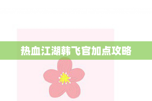 热血江湖韩飞官加点攻略图片