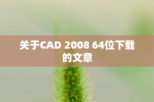 关于CAD 2008 64位下载的文章图片