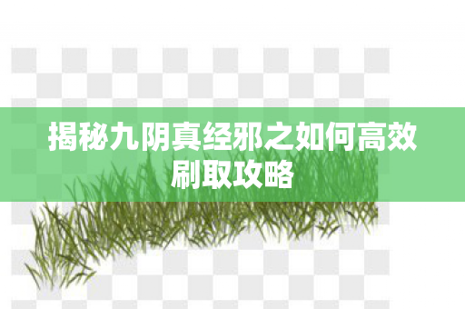揭秘九阴真经邪之如何高效刷取攻略图片