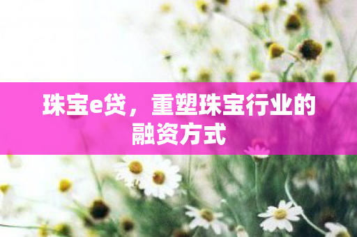重塑珠宝行业的融资方式图片