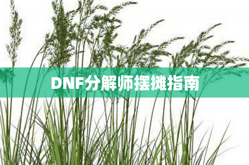 DNF分解师摆摊指南图片