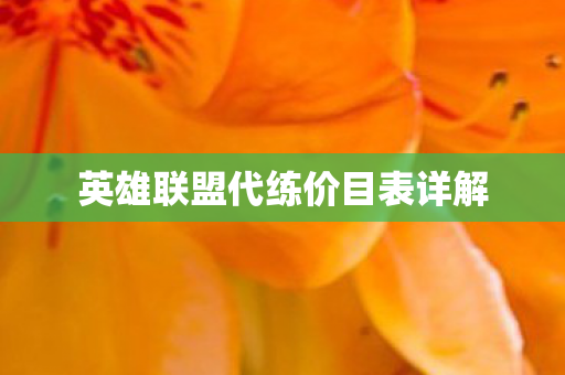英雄联盟代练价目表详解图片