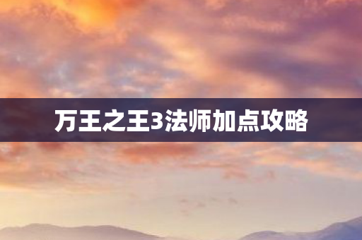 万王之王3法师加点攻略图片