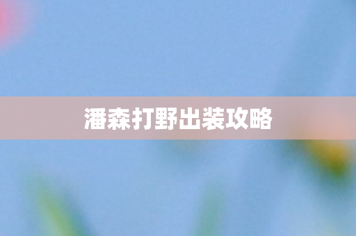 潘森打野出装攻略图片
