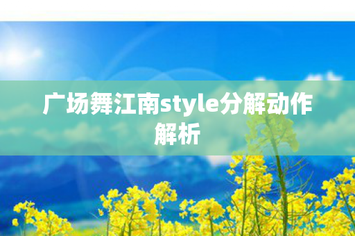 广场舞江南style分解动作解析图片
