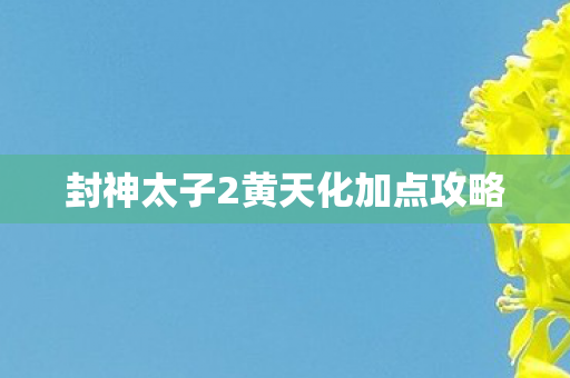 封神太子2黄天化加点攻略图片