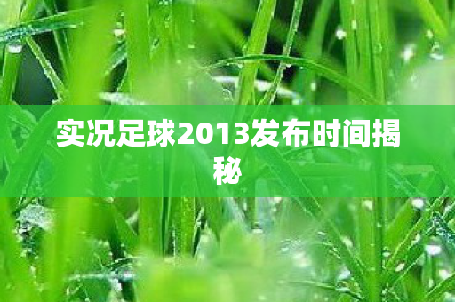 实况足球2013发布时间揭秘图片