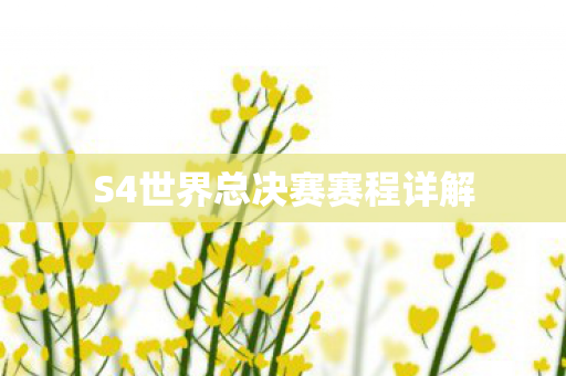 S4世界总决赛赛程详解图片