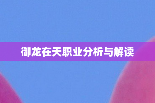 御龙在天职业分析与解读图片