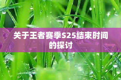 关于王者赛季S25结束时间的探讨图片