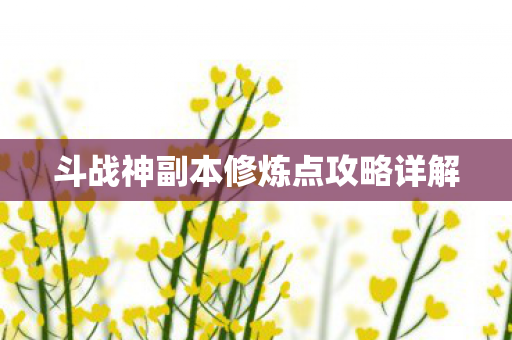 斗战神副本修炼点攻略详解图片