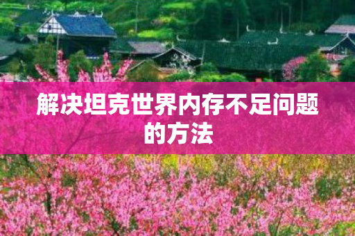 解决坦克世界内存不足问题的方法图片