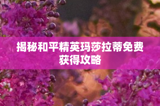 揭秘和平精英玛莎拉蒂免费获得攻略图片