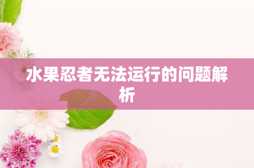 水果忍者无法运行的问题解析图片