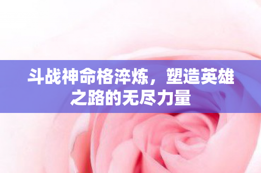 塑造英雄之路的无尽力量图片